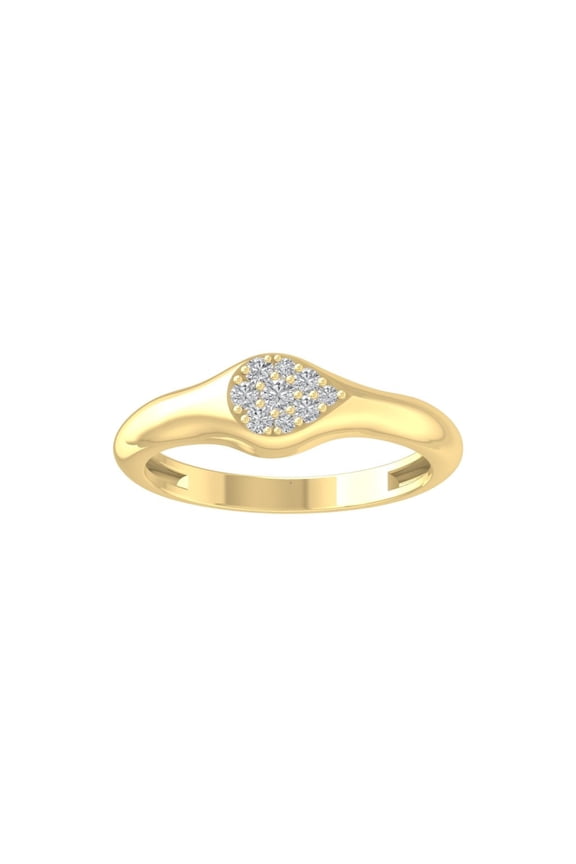 FINE JEWELRY 10K Yellow Gold Lab-Grown Diamond Engagement Ring (1/6 cttw Round-shape Lab-Grown Diamonds (D-F Color, VS Clarity) Size 9.5