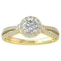 ARAIYA FINE JEWELRY 10K White Gold Lab-Grown Diamond Engagement Ring (1 cttw Round-shape Lab-Grown Diamonds (D-F Color, VS Clarity) Size 8