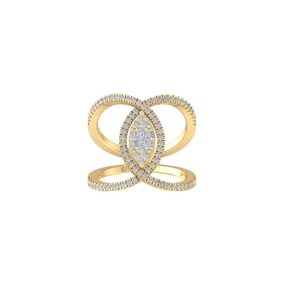 ARAIYA FINE JEWELRY 10K Yellow Gold Lab-Grown Diamond Engagement Ring (2/3 cttw Round-shape Lab-Grown Diamonds (D-F Color, VS Clarity) Size 9