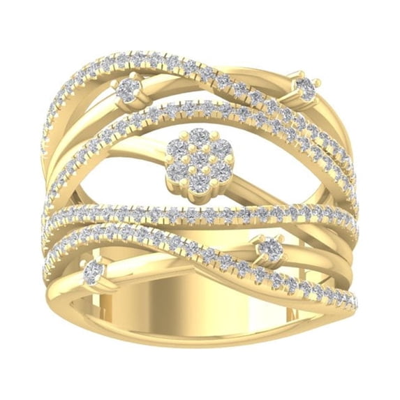 ARAIYA FINE JEWELRY 10K White Gold Lab-Grown Diamond Engagement Ring (3/4 cttw Round-shape Lab-Grown Diamonds (D-F Color, VS Clarity) Size 5