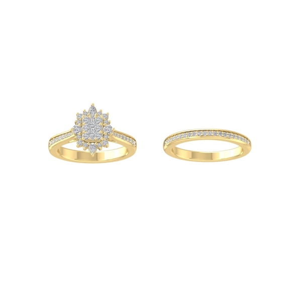 ARAIYA FINE JEWELRY 10K Yellow Gold Lab-Grown Diamond Engagement Ring (3/4 cttw Round-shape Lab-Grown Diamonds (D-F Color, VS Clarity) Size 6.5