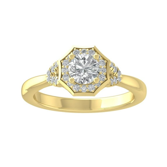 ARAIYA FINE JEWELRY 10K White Gold Lab-Grown Diamond Engagement Ring (3/4 cttw Round-shape Lab-Grown Diamonds (D-F Color, VS Clarity) Size 8.5