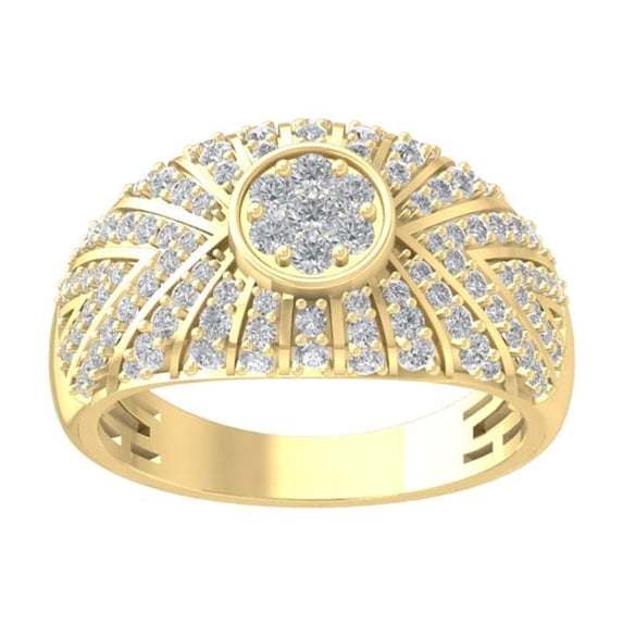 ARAIYA FINE JEWELRY 10K Yellow Gold Lab-Grown Diamond Engagement Ring (3/4 cttw Round-shape Lab-Grown Diamonds (D-F Color, VS Clarity) Size 9.5