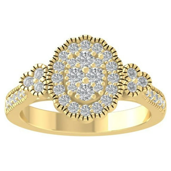 ARAIYA FINE JEWELRY 10K White Gold Lab-Grown Diamond Engagement Ring (3/4 cttw Round-shape Lab-Grown Diamonds (D-F Color, VS Clarity) Size 9.5