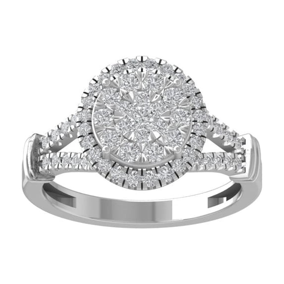 ARAIYA FINE JEWELRY 10K White Gold Lab-Grown Diamond Engagement Ring (3/4 cttw Round-shape Lab-Grown Diamonds (D-F Color, VS Clarity) Size 9.5