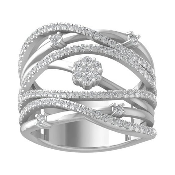 Araiya Fine Jewelry Sterling Silver Lab-Grown Diamond Engagement Ring (3/4 cttw, D-F Color, VS Clarity) Size 9