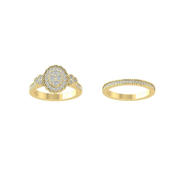 ARAIYA FINE JEWELRY 10K Yellow Gold Lab-Grown Diamond Engagement Ring (7/8 cttw Round-shape Lab-Grown Diamonds (D-F Color, VS Clarity) Size 5