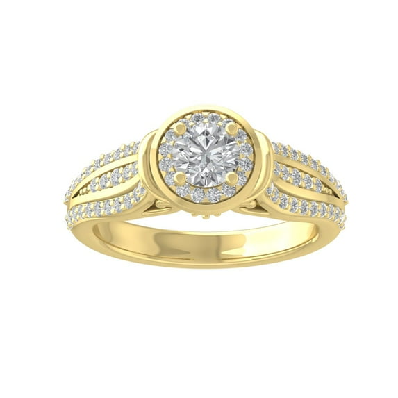 ARAIYA FINE JEWELRY 10K White Gold Lab-Grown Diamond Engagement Ring (7/8 cttw Round-shape Lab-Grown Diamonds (D-F Color, VS Clarity) Size 5