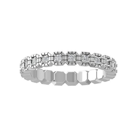 ARAIYA FINE JEWELRY 10K White Gold Lab-Grown Diamond Eternity Ring (2/5 cttw Round-shape Lab-Grown Diamonds (D-F Color, VS Clarity) Size 9