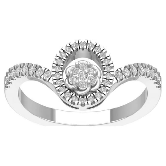 ARAIYA FINE JEWELRY 10K White Gold Lab Grown Diamond Flower Band Ring (1/3 cttw, D-F Color, VS Clarity), Size 9
