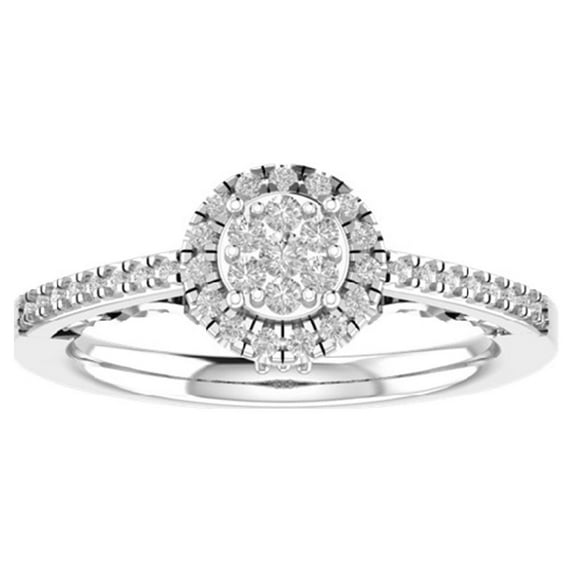 ARAIYA FINE JEWELRY 10K White Gold Lab Grown Diamond Halo Ring (3/8 cttw, D-F Color, VS Clarity), Size 7