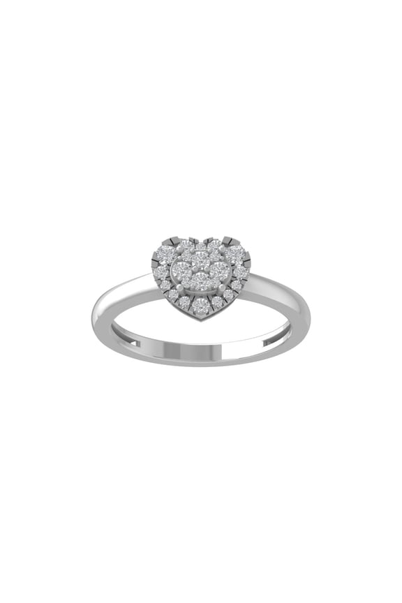 Fine Jewelry Sterling Silver Lab-Grown Diamond Heart Ring (1/3 cttw, D-F Color, VS Clarity) Size 6.5