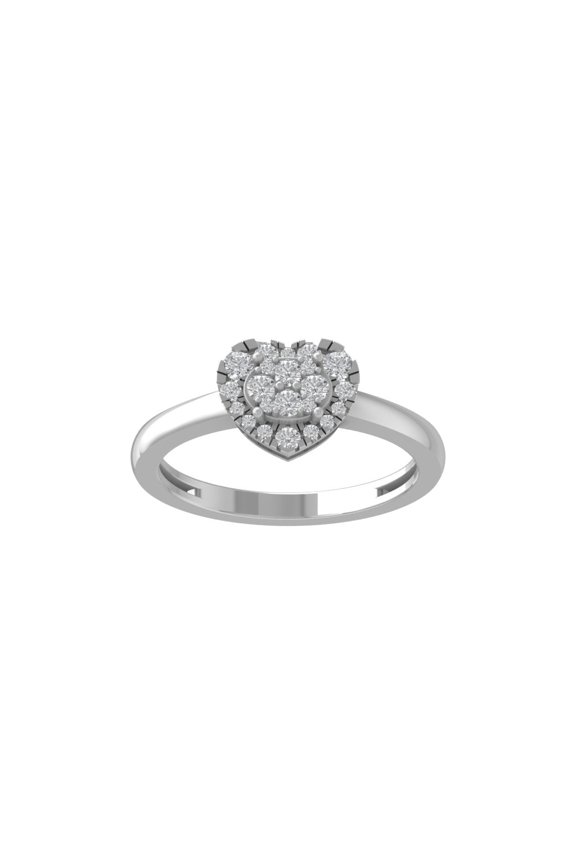 Fine Jewelry Sterling Silver Lab-Grown Diamond Heart Ring (1/3 cttw, D-F Color, VS Clarity) Size 7