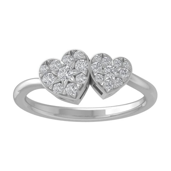 ARAIYA FINE JEWELRY 10K White Gold Lab-Grown Diamond Heart Ring (2/5 cttw Round-shape Lab-Grown Diamonds (D-F Color, VS Clarity) Size 8.5