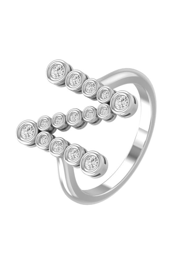 FINE JEWELRY 10K White Gold Lab Grown Diamond Initial Ring (1/3 cttw, D-F Color, VS1 Clarity) Size 10