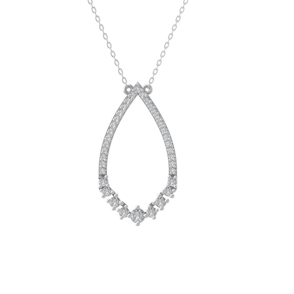 ARAIYA FINE JEWELRY 10K White Gold Lab Grown Diamond Journey Pendant with Gold Plated Silver Cable Chain Necklace (1/4 cttw, D-F Color, VS Clarity) 18"