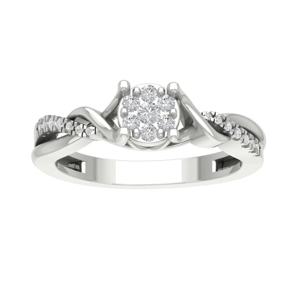 ARAIYA FINE JEWELRY 10K White Gold Lab Grown Diamond Knot Band Ring (1/4 cttw, D-F Color, VS Clarity), Size 10