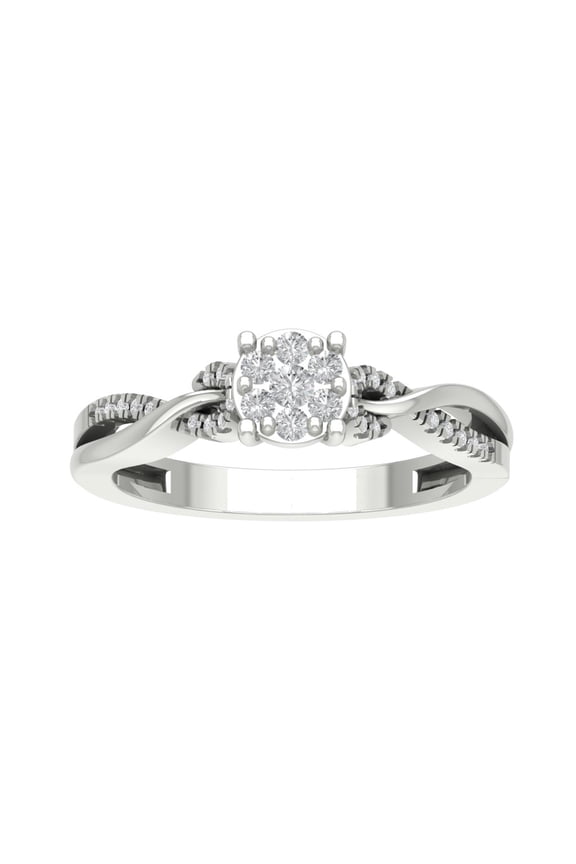 FINE JEWELRY 10K White Gold Lab Grown Diamond Knot Band Ring (1/4 cttw, D-F Color, VS Clarity), Size 5.5
