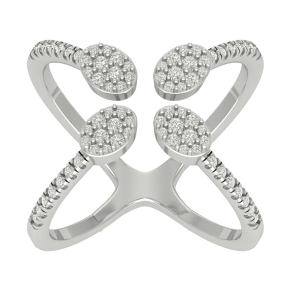 ARAIYA FINE JEWELRY 10K White Gold Lab Grown Diamond Open Band Ring (1/2 cttw, D-F Color, VS Clarity), Size 8.5
