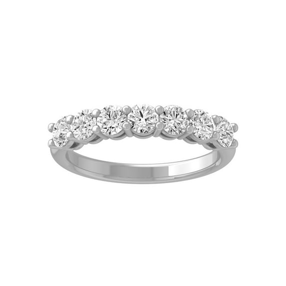 ARAIYA FINE JEWELRY 10K White Gold Lab Grown Diamond Seven-Stone Wedding Band Ring (3/4 cttw, D-E Color, VS Clarity) Size 5