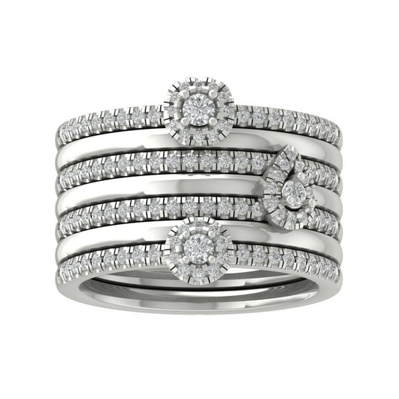 Araiya Fine Jewelry Sterling Silver Lab-Grown Diamond Stackable Ring (3/4 cttw, D-F Color, VS Clarity) Size 5.5