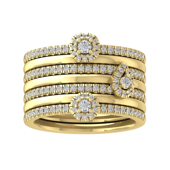 ARAIYA FINE JEWELRY 10K White Gold Lab-Grown Diamond Stackable Ring (3/4 cttw Round-shape Lab-Grown Diamonds (D-F Color, VS Clarity) Size 6.5