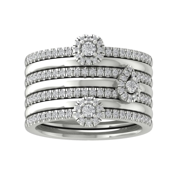 ARAIYA FINE JEWELRY 14K White Gold Lab-Grown Diamond Stackable Ring (3/4 cttw ,D-F Color, VS Clarity) Size 9.5