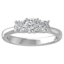 ARAIYA FINE JEWELRY 10K White Gold Lab Grown Diamond Three Stone Engagement Ring (1 cttw, D-F Color, VS Clarity) Size 7