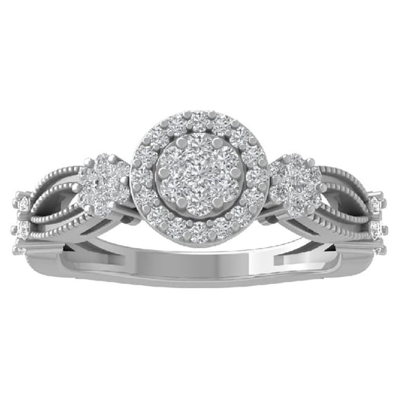 ARAIYA FINE JEWELRY 10K White Gold Lab Grown Diamond Wedding Band Ring (1/2 cttw, D-F Color, VS Clarity) Size 5