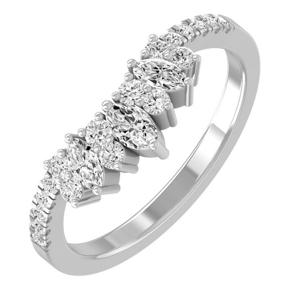 ARAIYA FINE JEWELRY 10K White Gold Lab Grown Diamond Wedding Band Ring (2/5 cttw, D-F Color, VS1 Clarity) Size 5