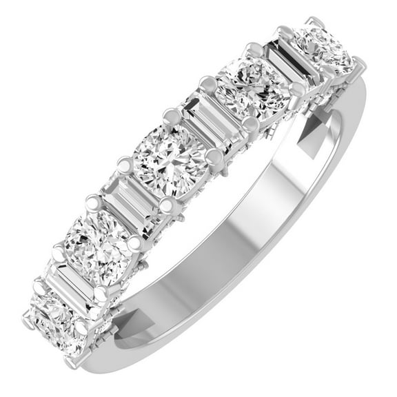 ARAIYA FINE JEWELRY 10K White Gold Lab Grown Diamond Wedding Band Ring (2 cttw, D-F Color, VS1 Clarity) Size 5.5