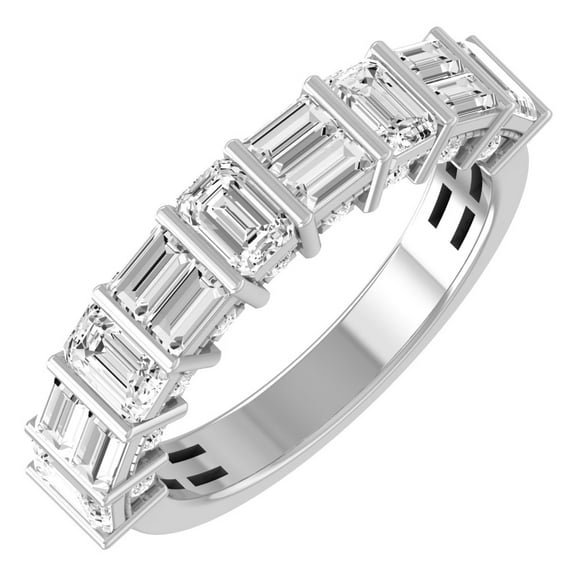 ARAIYA FINE JEWELRY 10K White Gold Lab Grown Diamond Wedding Band Ring (2 cttw, D-F Color, VS1 Clarity) Size 6.5