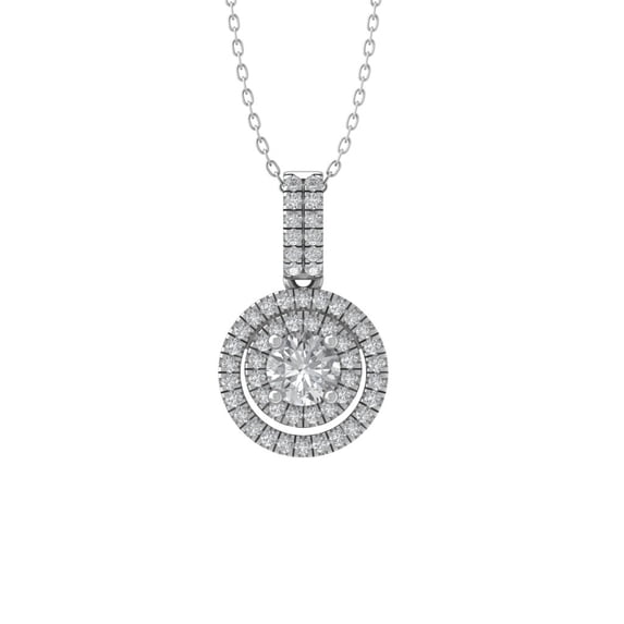 ARAIYA FINE JEWELRY 10K White Gold Lab Grown Diamond cluster Pendant with Gold Plated Silver Cable Chain Necklace (1/2 cttw, D-F Color, VS Clarity) 18"