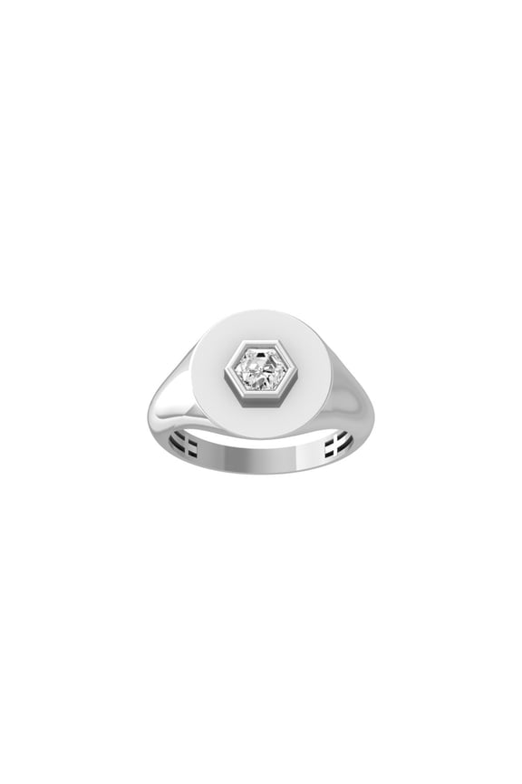 FINE JEWELRY 10K White Gold Lab-Grown Hexagon-cut Diamond Solitaire Engagement Ring (1/2 Cttw, D-F Color, VS1 Clarity) Size 7.5