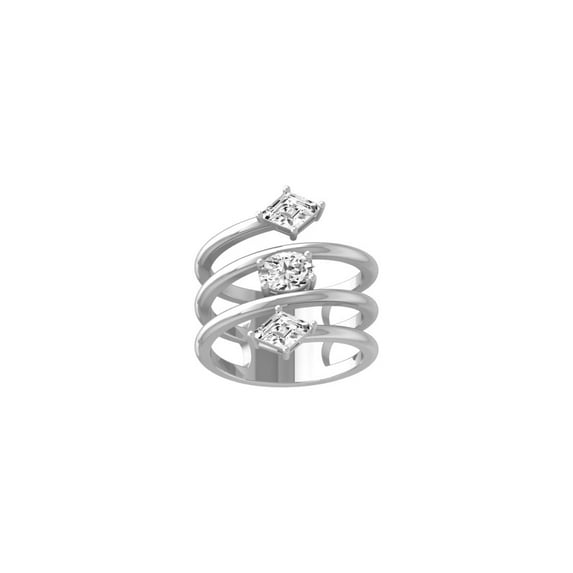 ARAIYA FINE JEWELRY 10K White Gold Lab-Grown Lozenge-shape and oval Diamond Three Stone Engagement Ring (1 1/2 Cttw, D-F Color, VS1 Clarity) Size 7.5