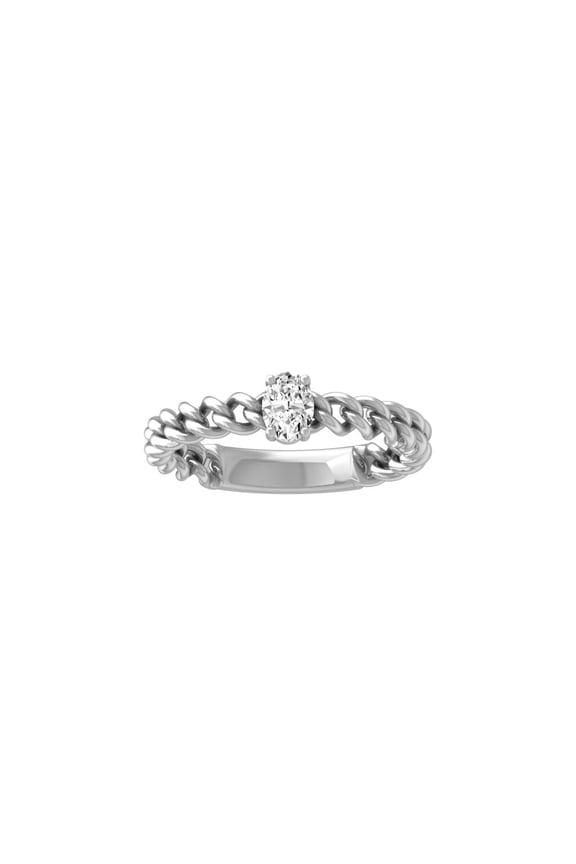 FINE JEWELRY 10K White Gold Lab-Grown Oval-shape Diamond Solitaire Engagement Ring (1/4 Cttw, D-F Color, VS1 Clarity) Size 9