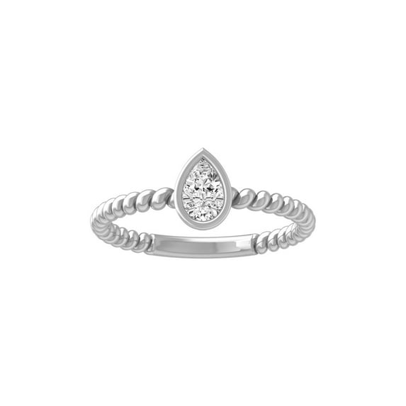 ARAIYA FINE JEWELRY 10K White Gold Lab-Grown Pear-shape Diamond Solitaire Engagement Ring (2/5 Cttw, D-F Color, VS1 Clarity) Size 10