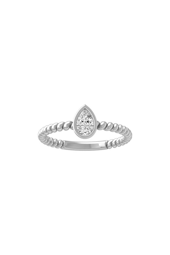 FINE JEWELRY 10K White Gold Lab-Grown Pear-shape Diamond Solitaire Engagement Ring (2/5 Cttw, D-F Color, VS1 Clarity) Size 9