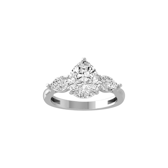 ARAIYA FINE JEWELRY 10K White Gold Lab-Grown Pear-shape Diamond Three Stone Engagement Ring (3 1/2 Cttw, D-F Color, VS1 Clarity) Size 9.5
