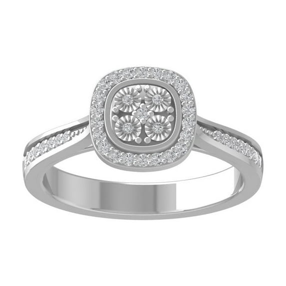 ARAIYA FINE JEWELRY 10K White Gold Round-shape Diamond Miracle Plate Ring (1/5 cttw, I2-I3 Clarity, I-J Color) Size 6.5
