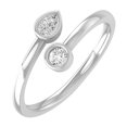 thumbnail image 1 of ARAIYA FINE JEWELRY 10K White Gold Pear and Round Shape Lab-Grown Diamond Bypass Open Shank Ring Fashion Ring Size 6.5 (1/5 cttw, D-E Color, VS Clarity), 1 of 6