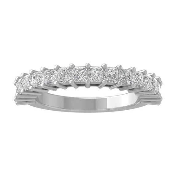 ARAIYA FINE JEWELRY 10K White Gold Princess-shape Diamond Wedding Band Ring (1 1/2 cttw, I-J Color, I2-I3 Clarity), Size 6