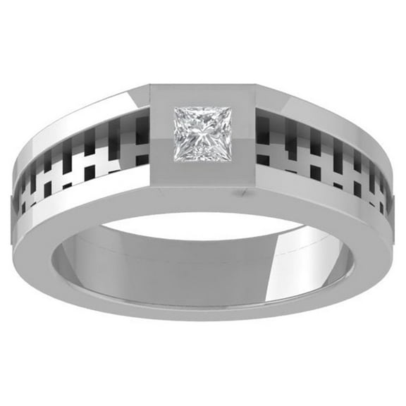 ARAIYA FINE JEWELRY 10K White Gold Princess-shape Diamond Wedding Band Ring (1/4 cttw, I-J Color, I2-I3 Clarity) Size 5