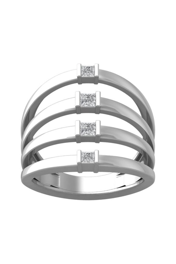 FINE JEWELRY 10K White Gold Princess-shape Lab Grown Diamond Wedding Band Ring (1/3 cttw, VS Clarity, D-E Color) Size 10