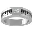 thumbnail image 1 of ARAIYA FINE JEWELRY 10K White Gold Princess-shape Lab Grown Diamond Wedding Band Ring (1/4 cttw, D-F Color, VS Clarity) Size 7, 1 of 1