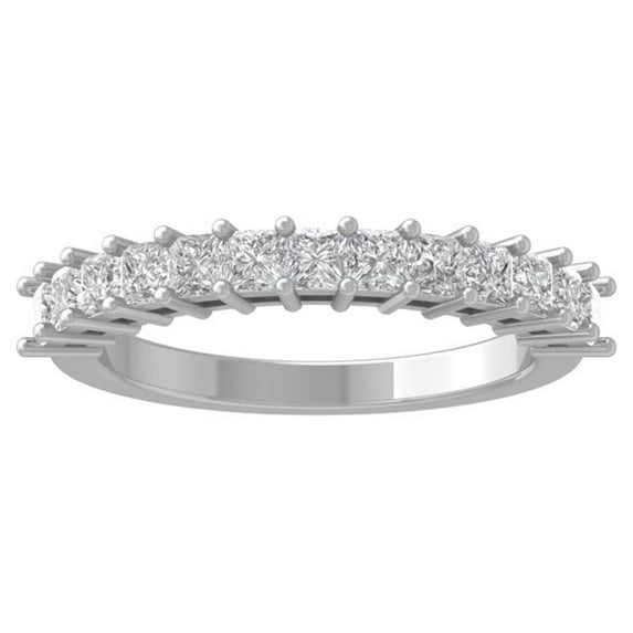ARAIYA FINE JEWELRY 10K White Gold Princess-shape Lab Grown Diamond Wedding Band Ring (1 cttw, D-F Color, VS Clarity) Size 5
