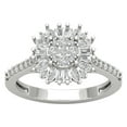 thumbnail image 1 of ARAIYA FINE JEWELRY 10K White Gold Round Baguette and Marquise Lab Grown Diamond Halo Flower Shape Ring (1 cttw, D-F Color, VS Clarity), Size 8, 1 of 5