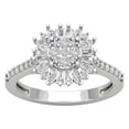 thumbnail image 1 of ARAIYA FINE JEWELRY 10K White Gold Round Baguette and Marquise Lab Grown Diamond Halo Flower Shape Ring (1 cttw, D-F Color, VS Clarity), Size 9, 1 of 5
