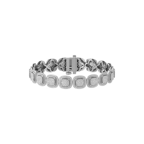 ARAIYA FINE JEWELRY 10K White Gold Round Cluster Diamond Bracelet (4 cttw, I2-I3 Clarity, I-J Color) 7"