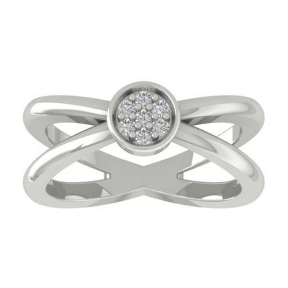 ARAIYA FINE JEWELRY 10K White Gold Round Cluster Diamond Engagement Ring (1/10 cttw, I2-I3 Clarity, I-J Color) Size 10